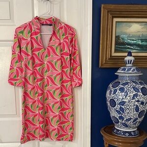 Women’s Katherine Way Pink & Green Swirl Polyester & Spandex Golf Dress Size XS